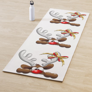 Reindeer Puzzled Funny Christmas Character Yoga Mat