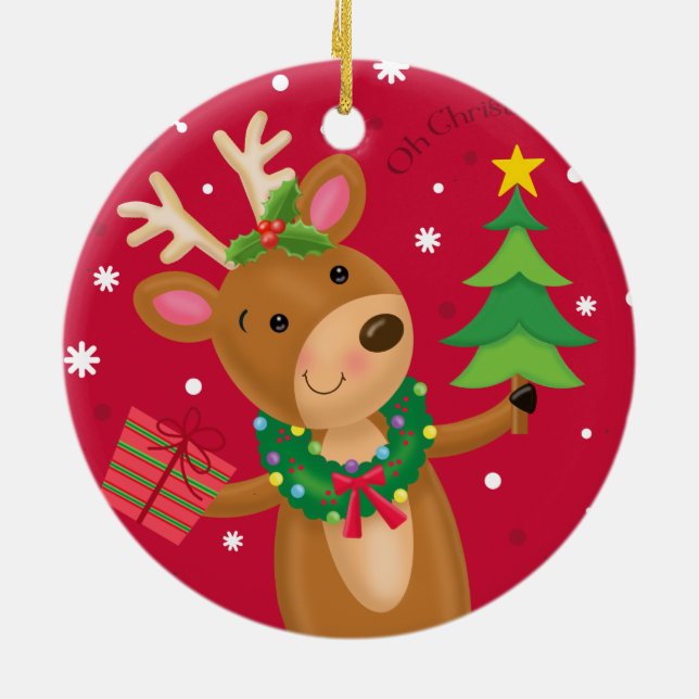 Reindeer Ready Ceramic Tree Decoration (Back)