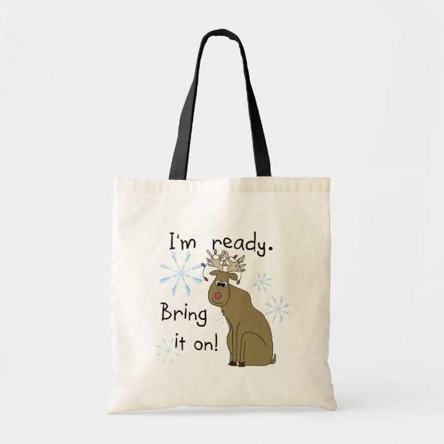 Reindeer Ready for Christmas Tshirts and Gifts Tote Bag (Front)