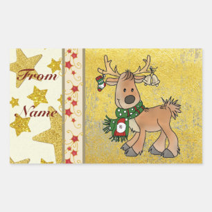 reindeer rectangles rectangular sticker