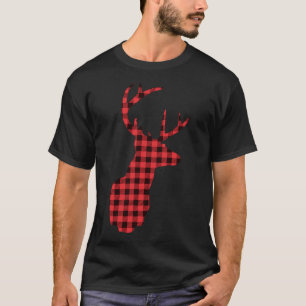 Reindeer Red Buffalo Plaid Christmas Deer Silhouet T-Shirt