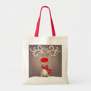 Reindeer red, grey & natural Christmas bag