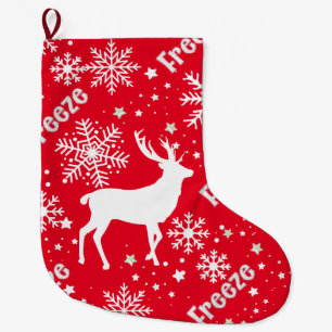 Reindeer red large christmas stocking