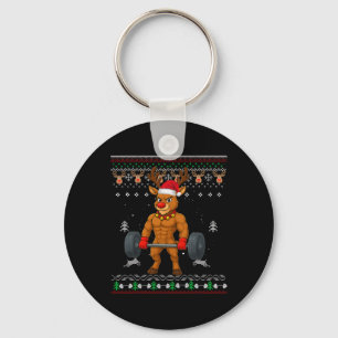 Reindeer Red Nose Gainzdeer Gym Ugly Christmas Ugl Key Ring