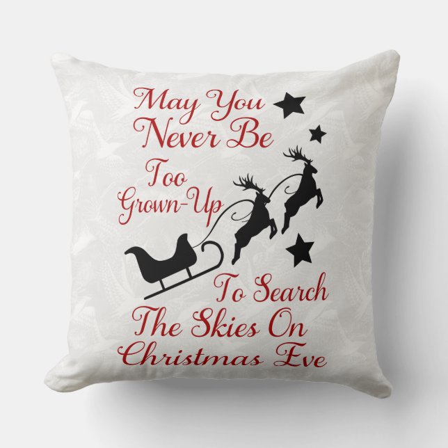 Reindeer Reversible White/ Burgundy Stripe Pillow (Front)