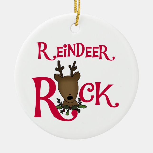 Reindeer Rock Christmas Ornament (Front)