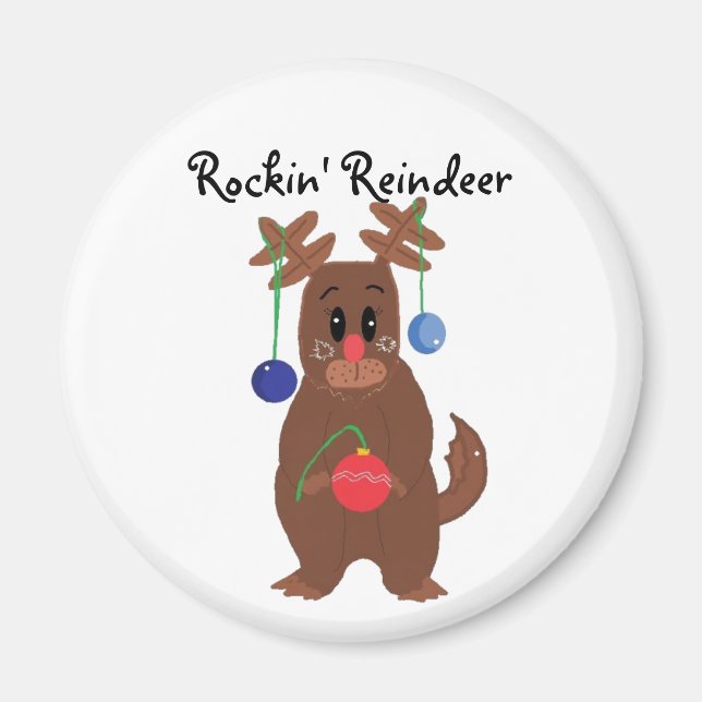 Reindeer Rockin' Reindeer Magnet (Front)