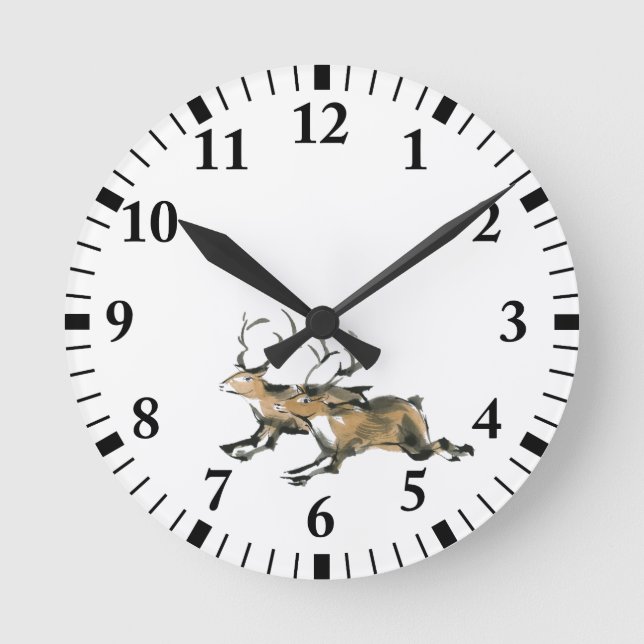 Reindeer Round Clock (Front)