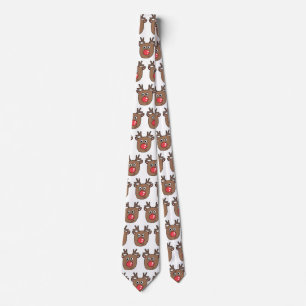 Reindeer Rudolf Cute Santa Xmas Tie