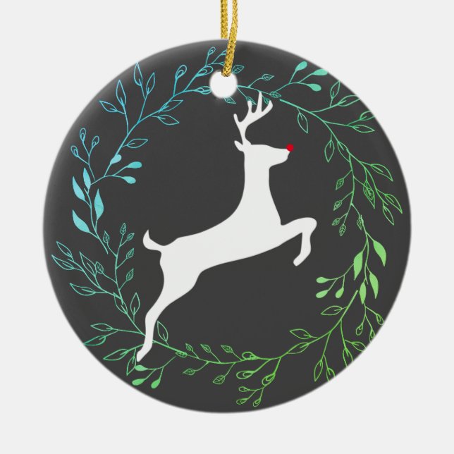 Reindeer - Rudolph Ceramic Tree Decoration (Front)