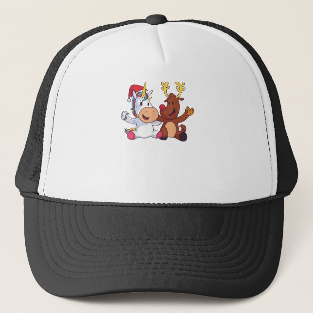 Reindeer Rudolph Christmas Ren Red Nosed Unicorn G Trucker Hat (Front)
