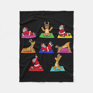 Reindeer Santa Claus Yoga Outfit Ladies Meditation Fleece Blanket
