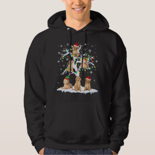 Reindeer Santa ELF Goldendoodle On Christmas Tree Hoodie