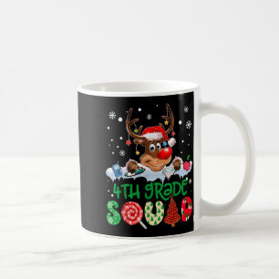Reindeer Santa Hat 4th Grade Squad Teacher Christm Coffee Mug