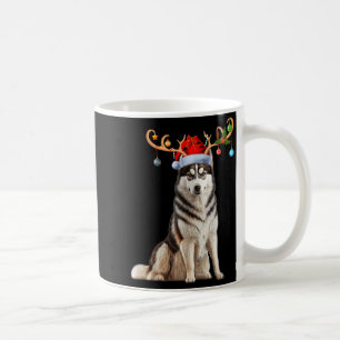 Reindeer Santa Hat Christmas Pajamas Husky Dog Xma Coffee Mug