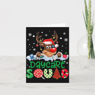 Reindeer Santa Hat Daycare Squad Teacher Christmas Card