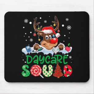 Reindeer Santa Hat Daycare Squad Teacher Christmas Mouse Pad