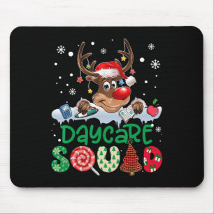 Reindeer Santa Hat Daycare Squad Teacher Christmas Mouse Pad
