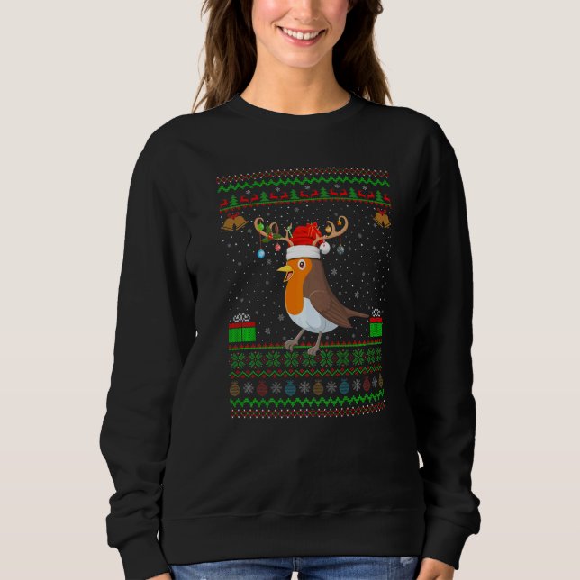 Reindeer Santa Hat Matching Ugly American Robin Ch Sweatshirt (Front)