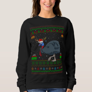 Reindeer Santa Hat Matching Ugly Cassowary Christm Sweatshirt