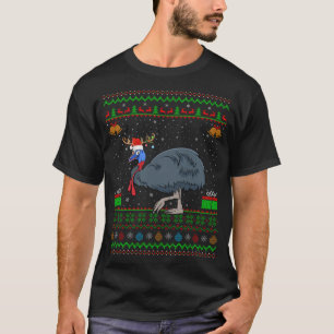 Reindeer Santa Hat Matching Ugly Cassowary Christm T-Shirt