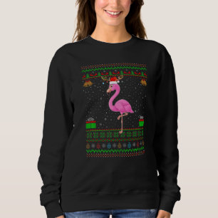 Reindeer Santa Hat Matching Ugly Flamingo Christma Sweatshirt