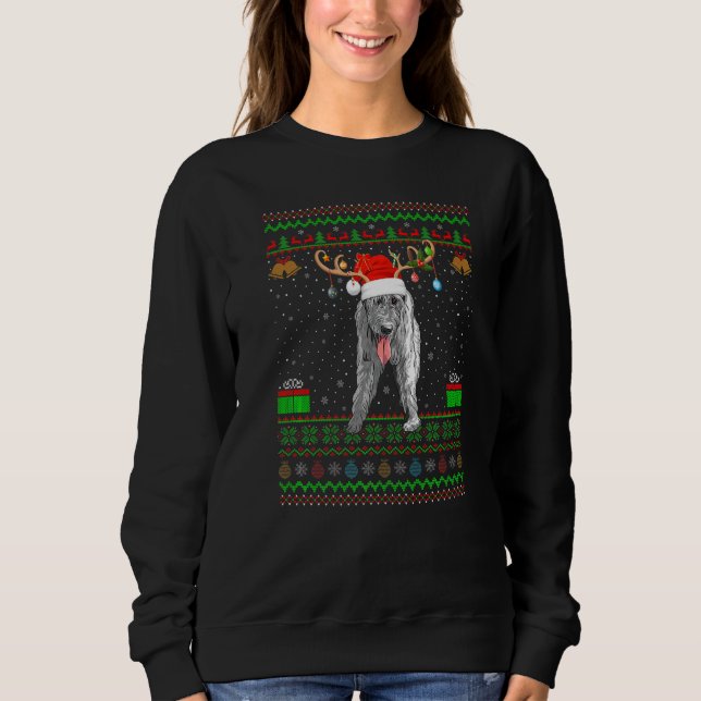 Reindeer Santa Hat Matching Ugly Irish Wolfhound C Sweatshirt (Front)