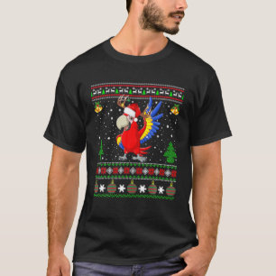 Reindeer Santa Hat Matching Ugly Macaw Bird Christ T-Shirt