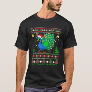 Reindeer Santa Hat Matching Ugly Peacock Bird Chri T-Shirt