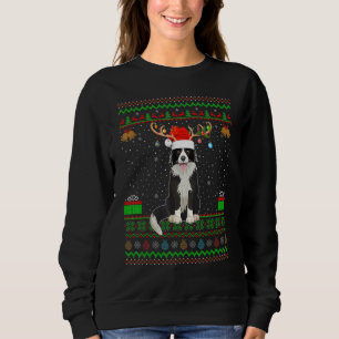 Reindeer Santa Hat Matching Ugly Rough Collie Chri Sweatshirt