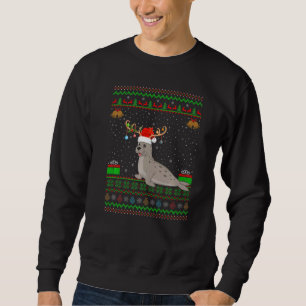 Reindeer Santa Hat Matching Ugly Sea Lion Christma Sweatshirt