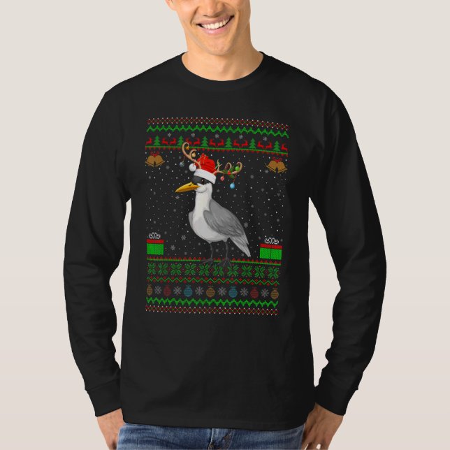 Reindeer Santa Hat Matching Ugly Seagulls Bird Chr T-Shirt (Front)