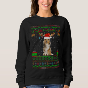Reindeer Santa Hat Matching Ugly Shetland Sheepdog Sweatshirt