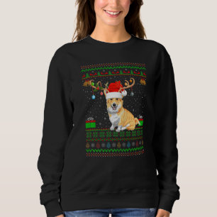Reindeer Santa Hat Matching Ugly Welsh Corgi Chris Sweatshirt