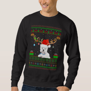 Reindeer Santa Hat Matching Ugly Westie Christmas Sweatshirt