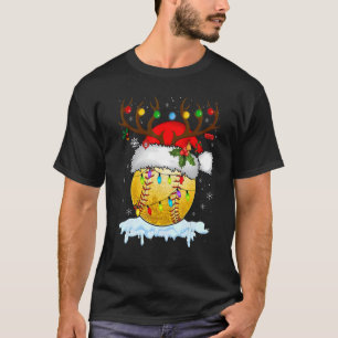 Reindeer & Santa Hat Softball  Softball Mum Christ T-Shirt