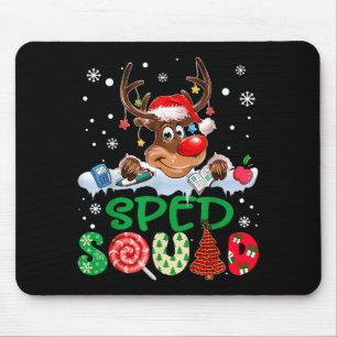 Reindeer Santa Hat Sped Squad Teacher Funny Christ Mouse Pad