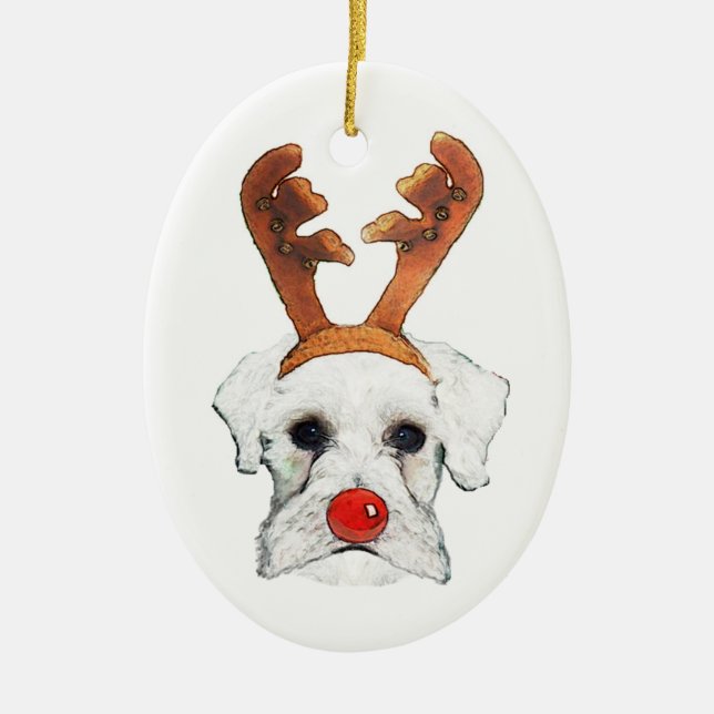 Reindeer Schnauzer Ornament (Front)