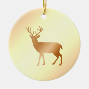 Reindeer silhouette on sepia shades ceramic tree decoration