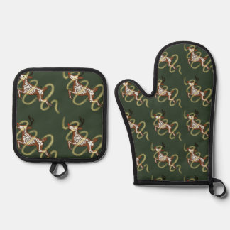 Reindeer Skeleton Oven Mitt & Pot Holder Set