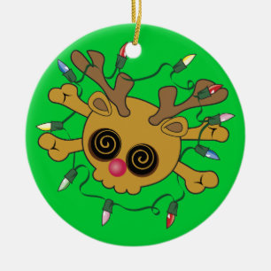 Reindeer Skull Ceramic Tree Decoration