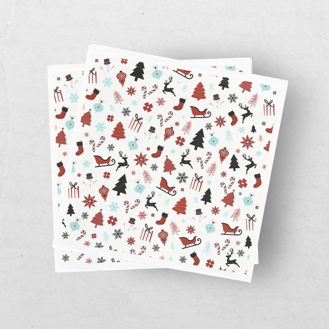 Reindeer Sleigh Christmas Pine Trees Napkin (Creator Uploaded)