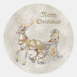Reindeer Sleigh Christmas Sticker