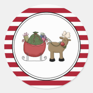Reindeer & Sleigh Holiday Envelope Seals Stickers