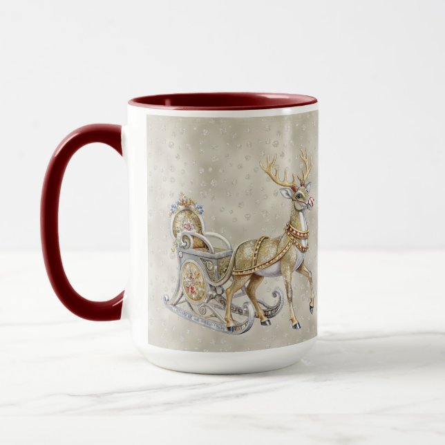 Reindeer Sleigh Holiday Mug (Left)