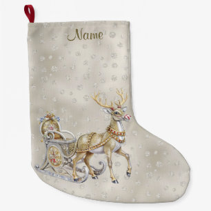 Reindeer Sleigh Holiday Stocking