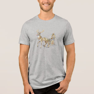 Reindeer Sleigh Men's T-Shirt Tri-Blend Shirt