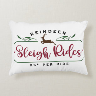 Reindeer Sleigh Rides Decorative Cushion