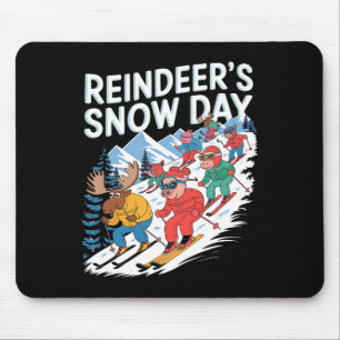 Reindeer Snow Day Winter Skiing Animals  Mouse Pad