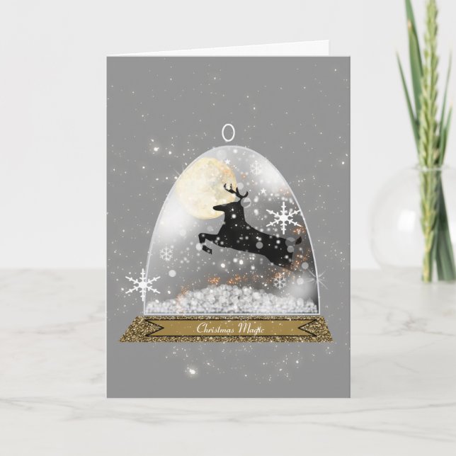 Reindeer Snow Globe Christmas Card (Front)